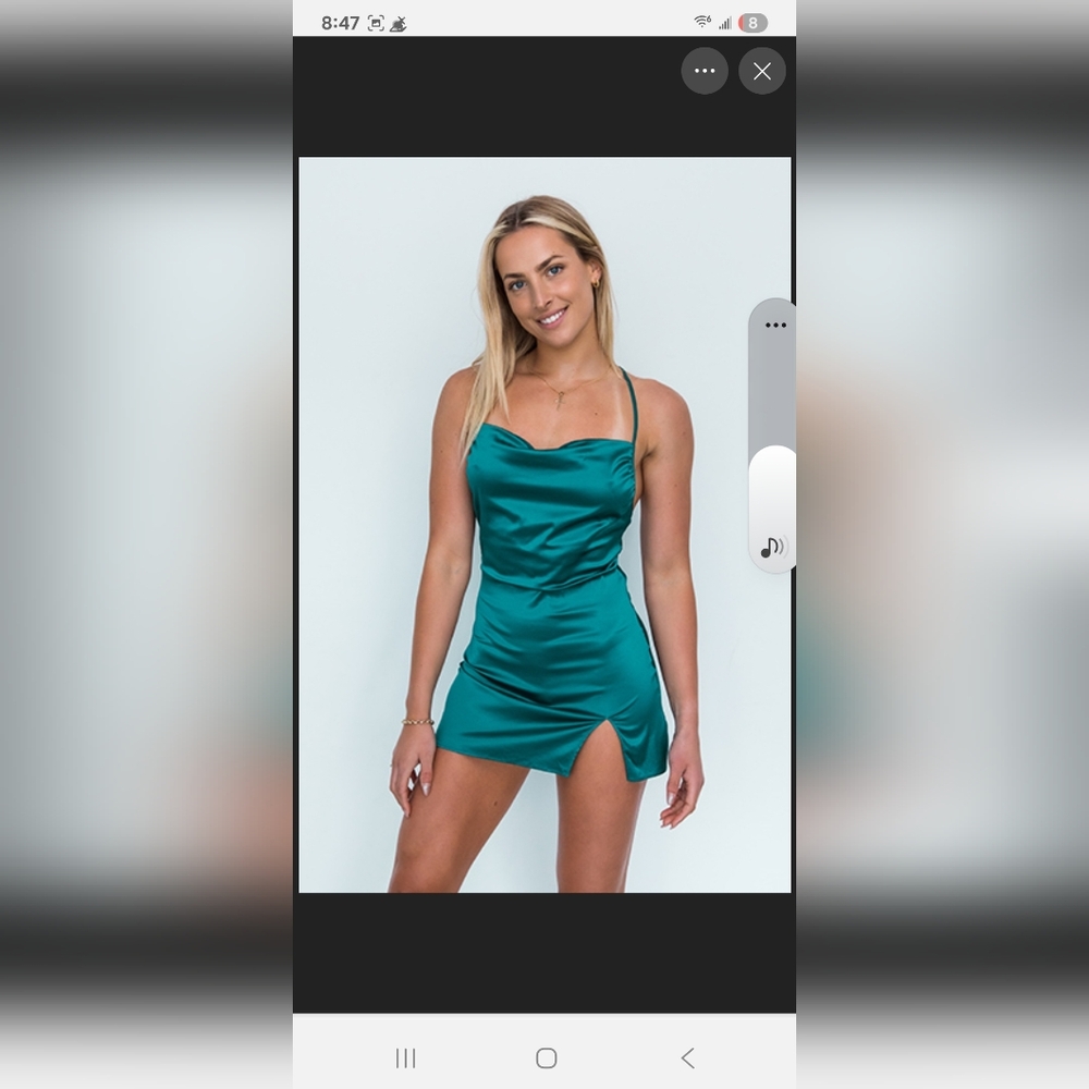 Teal Satin Mini Dress